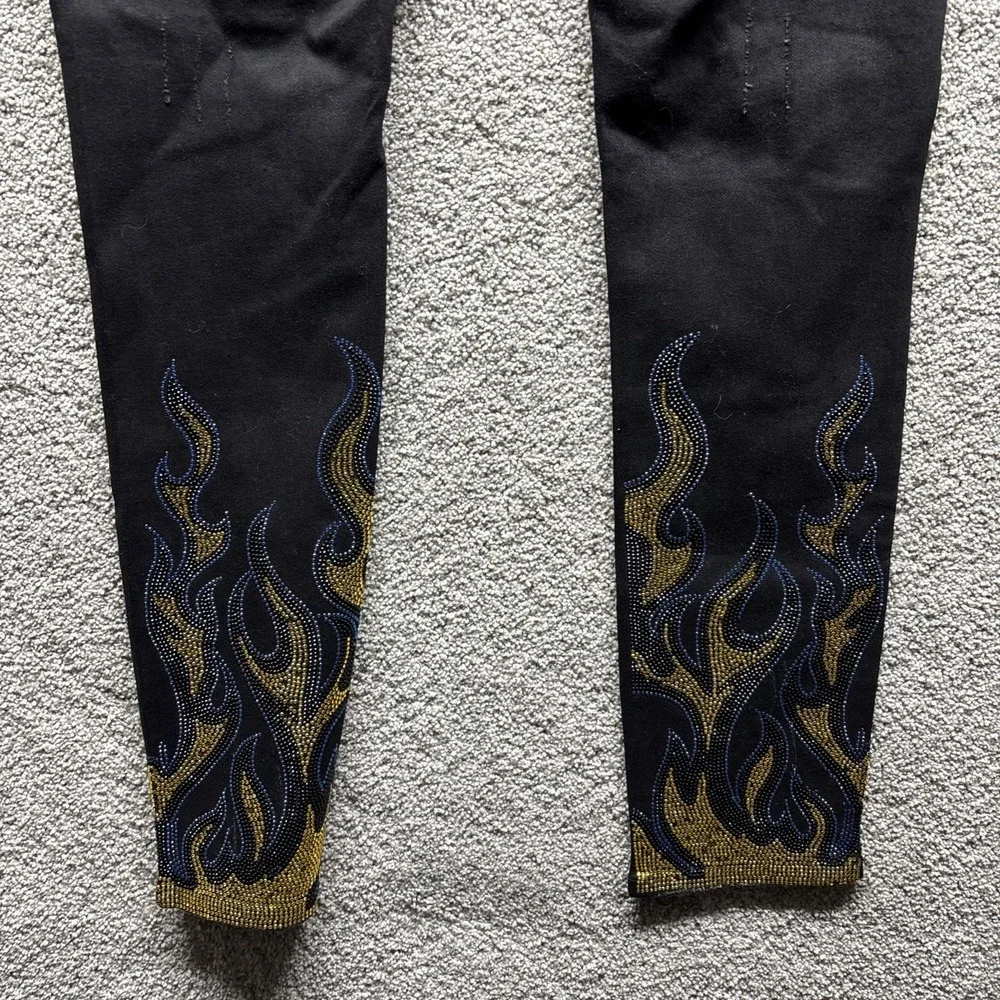 GTFD Los‎ Angeles Button Fly Jeans Mens 38x32 Streetwear Distress Anarchy Flames